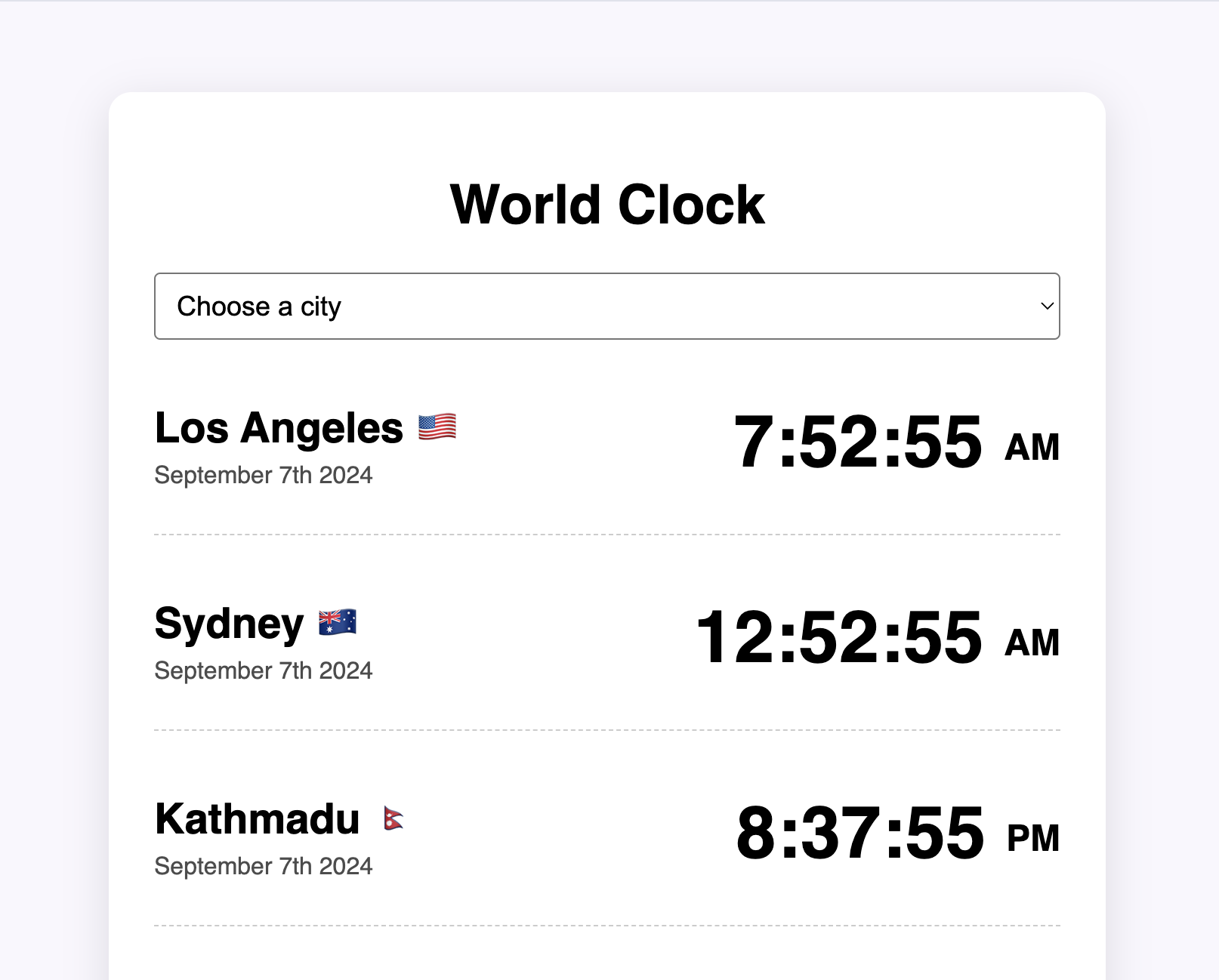 world clock project preview